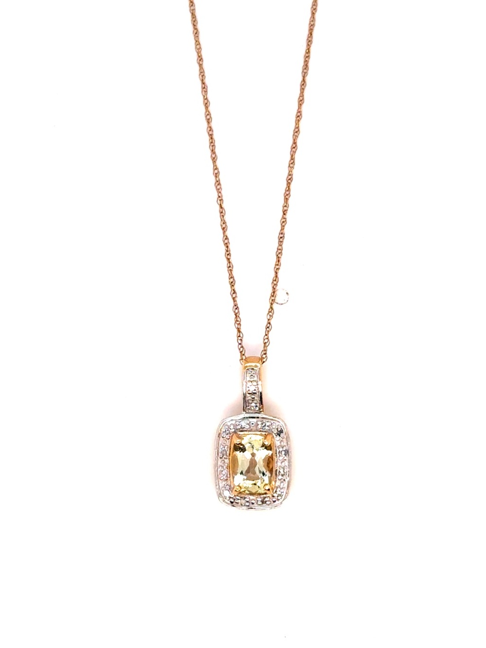 Elegant 14k/10k Gold Citrine‎ Halo Pendant Necklace